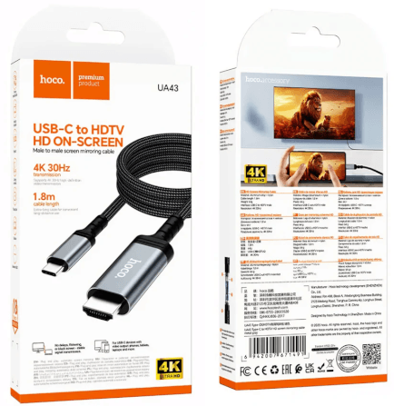 สาย HDMI HOCO UA43 TYPE-C TO HDMI 4K 30HZ ยาว 1.8M รองรับ SCREEN MIRRORING_10